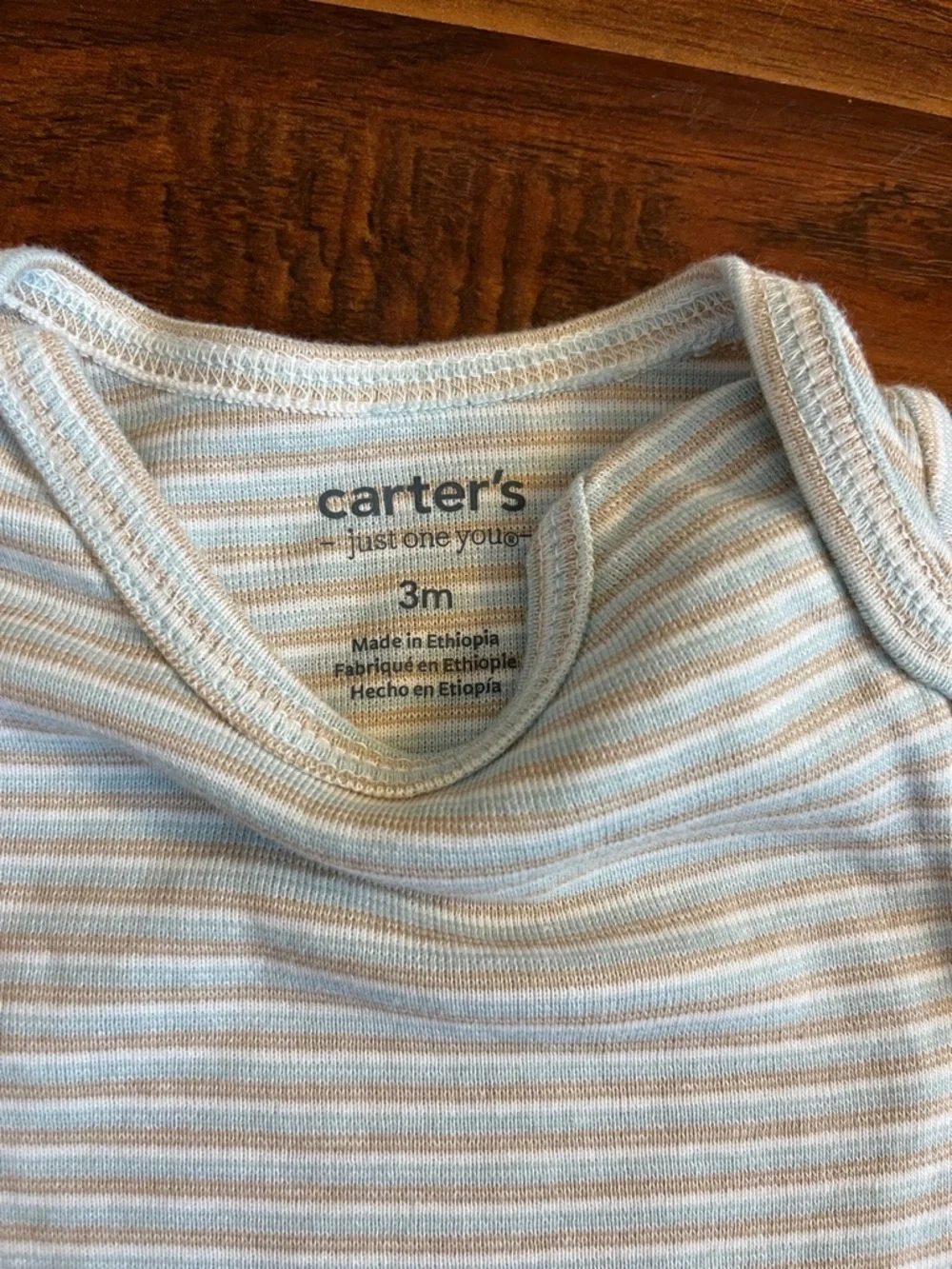 ⭐️⭐️ PICK 5 / $20 Carter's Cream and Light Blue Short-Sleeve Baby Bodysuits 3M